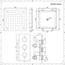 Hudson Reed Nox Kit Doccia Idromassaggio Con Miscelatore Doccia Termostatico 3 Vie&44 Soffione Doccia Quadrato E Doccetta - Sistema Doccia Ad Incasso Con Idrogetti - Ottone & Acciaio Nero Opaco -Stile Bagno 13458784 4