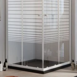 Box Doccia Bianco Vetro Serigrafato H 185 Mod. Blanc Quadrato 70x70 Cm -Stile Bagno 13956831 3