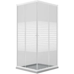 Box Doccia Bianco Vetro Serigrafato H 185 Mod. Blanc Quadrato 70x70 Cm -Stile Bagno 13956831 5