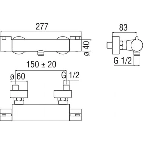 Miscelatore Termostatico Esterno Nobili Per Doccia Cromato AB87030CR 2 Miscelatore Termostatico Esterno Nobili Per Doccia Cromato AB87030CR - immagine 2