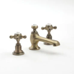 Hudson Reed Elizabeth Rubinetto MIscelatore A 3 Fori Per Lavabo Con Design A Croce - Colore Oro Spazzolato - 94 X Ø45 X 120mm