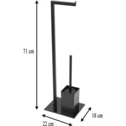Piantana Portarotolo E Portascopino Nero Opaco Con Base In Vetro Lucida -Stile Bagno 15181293 3