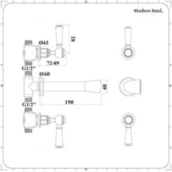 Hudson Reed Elizabeth Rubinetto Miscelatore Tradizionale Da Parete A 3 Fori Per Vasche - Design A Leva Vittoriano In Ottone - Finitura Cromata Con Ceramica Bianca - 60 X 200 X 190mm -Stile Bagno 15373753 5