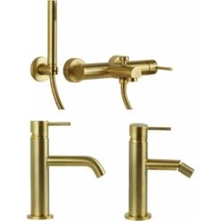 Set Bagno Completo Di Miscelatore Per Vasca In Oro Spazzolato Gattoni Easy KITEASYSG7