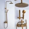 Colonne Doccia Retro Ottone Colonna Doccia Con Miscelatore Set De Doccia Con Soffione A Pioggia 200mm E Doccetta 55mm Altezza Regolabile 910mm-1260mm