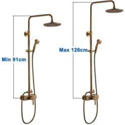 Colonne Doccia Retro Ottone Colonna Doccia Con Miscelatore Set De Doccia Con Soffione A Pioggia 200mm E Doccetta 55mm Altezza Regolabile 910mm-1260mm -Stile Bagno 15937633 3