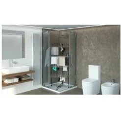 Colombo Stendibiancheria A Torre ALPINA 40m Nero Con Ruote, Ideale Per La Doccia E Portagrucce Ribaltabile -Stile Bagno 16010669 3