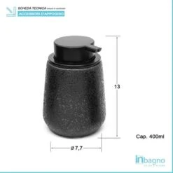 Dispenser Sapone Liquido In Ceramica Nero Con Effetto Glitter -Stile Bagno 16216014 4