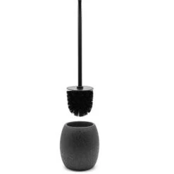 Portascopino In Ceramica Nero Con Manico In Acciaio Nero Effetto Glitter -Stile Bagno 16216018 4