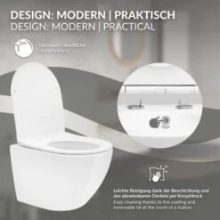 Toilette Sospesa Muro Wc Sedile Soft Close Sedile Toilette Kit Montaggio Bianco -Stile Bagno 16222297 3
