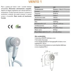 Asciugacapelli Phon A Pistola 1200W Bianco -Stile Bagno 16311265 3