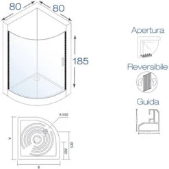 Box Doccia Giove 80x80cm In Pvc Apertura Semicircolare Laterale -Stile Bagno 16596300 3