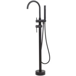 Miscelatore Per Vasca Freestanding Cromo Nero Opaco Stile Moderno 119 Cm Tugela