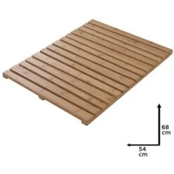 Pedana Doccia Rettangolare In Legno Di Bamboo 54x68 Cm