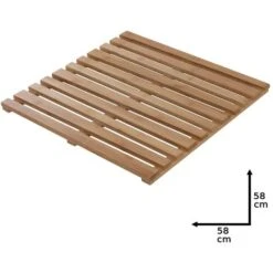 Pedana Doccia In Legno Di Bambù 58x58 Cm Quadrata