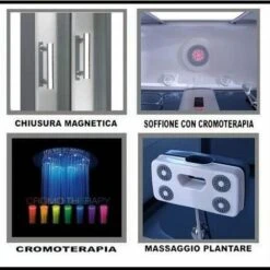 Bagno Italia Box Idromassaggio 120X80 Cabina Doccia Multifunzione Bluetooth Cromoterapia Ozonoterapia -Stile Bagno 17062404 3