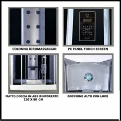 Bagno Italia Box Idromassaggio 120X80 Cabina Doccia Multifunzione Bluetooth Cromoterapia Ozonoterapia -Stile Bagno 17062404 4