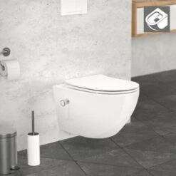 Toilette WC Sospeso Chiusura Automatica Softclose Funzione Bidet Bianco Ceramica