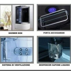 Bagno Italia Cabina Doccia Idromassaggio Box Semicircolare 6 Getti Multifunzione 120x80 Cm Con Vasca E Bluetooth -Stile Bagno 17445364 3
