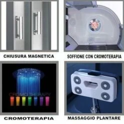 Bagno Italia Cabina Doccia Idromassaggio Box Semicircolare 6 Getti Multifunzione 120x80 Cm Con Vasca E Bluetooth -Stile Bagno 17445364 4