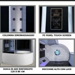 Bagno Italia Cabina Doccia Idromassaggio Box Semicircolare 6 Getti Multifunzione 120x80 Cm Con Vasca E Bluetooth -Stile Bagno 17445364 5