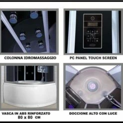 Bagno Italia Box Idromassaggio 80x80 Cabina Doccia Multifunzione Bluetooth 6 Idrogetti Cromoterapia Ozonoterapia -Stile Bagno 17445368 5