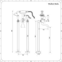 Hudson Reed Victoria Rubinetto Miscelatore Tradizionale Per Vasche Freestanding - Gruppo Vasca Da Terra Con Doccetta - Ottone Cromato - 965 X 150 X 153mm -Stile Bagno 17493532 5