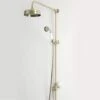 Hudson Reed Elizabeth Kit Doccia Completo Di Asta Saliscendi&44 Soffione Doccia Ø194 E Doccetta - Design Vintage Oro Spazzolato - Ottone Solido E Ceramica Bianca