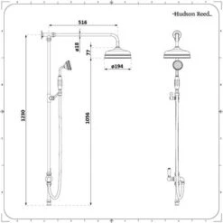 Hudson Reed Elizabeth Kit Doccia Completo Di Asta Saliscendi&44 Soffione Doccia Ø194 E Doccetta - Design Vintage Oro Spazzolato - Ottone Solido E Ceramica Bianca -Stile Bagno 17527292 5
