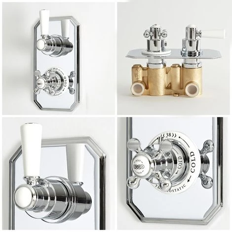 Hudson Reed Elizabeth Miscelatore Doccia A 2 Vie - Design Tradizionale Ad Incasso - Ottone Solido Cromato E Bianco - 210 X 120mm 2 Hudson Reed Elizabeth Miscelatore Doccia A 2 Vie - Design Tradizionale Ad Incasso - Ottone Solido Cromato E Bianco - 210 X 120mm - immagine 2