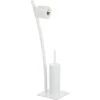 Relaxdays Set Di Accessori Per WC, Piantana Con Portarotolo, Scopino E Portascopino, Igienico, 78x29x20 Cm, Bianco