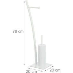 Relaxdays Set Di Accessori Per WC, Piantana Con Portarotolo, Scopino E Portascopino, Igienico, 78x29x20 Cm, Bianco -Stile Bagno 17662312 4