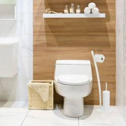 Relaxdays Set Di Accessori Per WC, Piantana Con Portarotolo, Scopino E Portascopino, Igienico, 78x29x20 Cm, Bianco -Stile Bagno 17662312 5