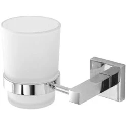 Portaspazzolino A Muro In Vetro Satinato E Metallo Cromato Rock