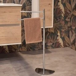 Piantana Portasciugamani Salvaspazio 2 Bracci Cromo Lucido -Stile Bagno 17813348 4