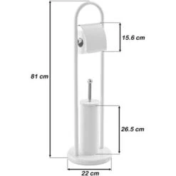 Piantana Porta Rotolo E Porta Scopino H 83 Cm In Acciaio Bianco Moderna -Stile Bagno 17813351 3