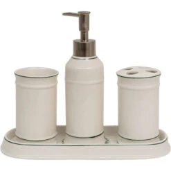 Set Bagno Lavabo 4 Pz Accessori Porta Sapone Liquido Porta Spazzolino Vassoio Portaoggetti Bicchiere Bagno Set Bagno Accessori -Stile Bagno 18029641 3