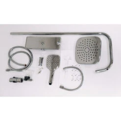Colonna Doccia Attrezzata 009 Ottone Cromato 2 Funzioni Soffione Doccetta Quadro Pezzi 2 -Stile Bagno 18127740 4