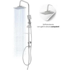 Colonna Doccia Attrezzata 026 Ottone Cromato Soffione Quadro Doccetta Materiale Staffe A Parete Staffe In Abs - Pezzi 1 -Stile Bagno 18127842 3