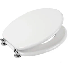 Sedile Wc Copri Water Tavoletta Vaso Universale Bianco Mdf Legno Pesante Cerniere Metallo Bagno Pezzi 1