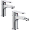 Miscelatore Rubinetto Bidet Cromato + Miscelatore Rubinetto Lavabo Cromato