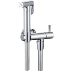 Kit Idroscopino Wc Doccetta Ottone Portatile Shut-off Monogetto Azionamento A Leva Finitura- Cromato Tondo - Confezione 1