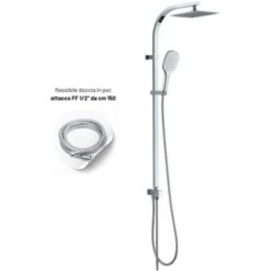 Colonna Doccia Attrezzata Acciaio Inox Cromato Soffione Quadro Doccetta Confezione 1 -Stile Bagno 18129692 4