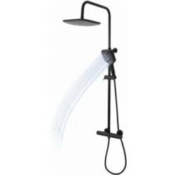 Colonna Doccia Attrezzata Nero Opaco Termostatica 2 Funzioni Soffione Doccetta Quadro Confezione 1 -Stile Bagno 18129718 3