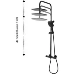 Colonna Doccia Attrezzata Nero Opaco Termostatica 2 Funzioni Soffione Doccetta Quadro Confezione 1 -Stile Bagno 18129718 4