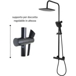 Colonna Doccia Attrezzata Nero Opaco Termostatica 2 Funzioni Soffione Doccetta Quadro Confezione 1 -Stile Bagno 18129718 5