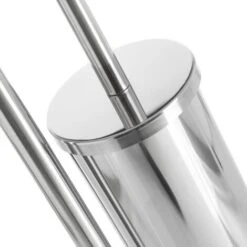 Portarotolo Con Porta Scopino Bagno In Acciaio Inox E Cromato Silver 18x18x74cm -Stile Bagno 18302505 3