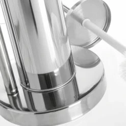 Portarotolo Con Porta Scopino Bagno In Acciaio Inox E Cromato Silver 18x18x74cm -Stile Bagno 18302505 4