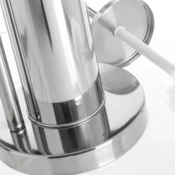 Portarotolo Con Porta Scopino Bagno In Acciaio Inox E Cromato Silver 18x18x74cm -Stile Bagno 18302505 5