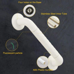 Maniglia Antiscivolo Per Vasca E Doccia Maniglia A Muro Bianca In Acciaio Inossidabile E Maniglie Di Sicurezza In Nylon Manubrio Bagno / Maniglie Per Doccia / Maniglione Per Anziani, Lunghezza 35 Cm -Stile Bagno 18315743 5